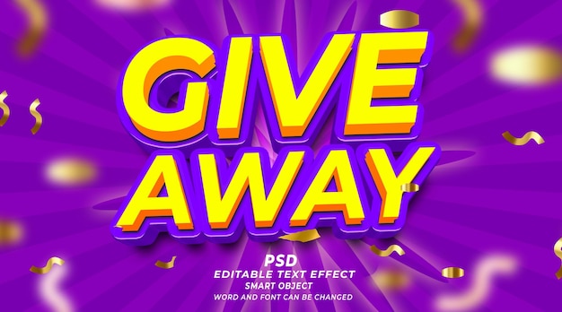 give away psd 3d editable text effect