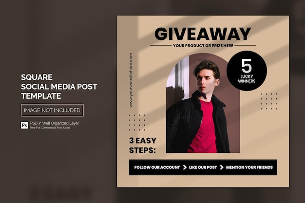 Give away social media post or square web banner template