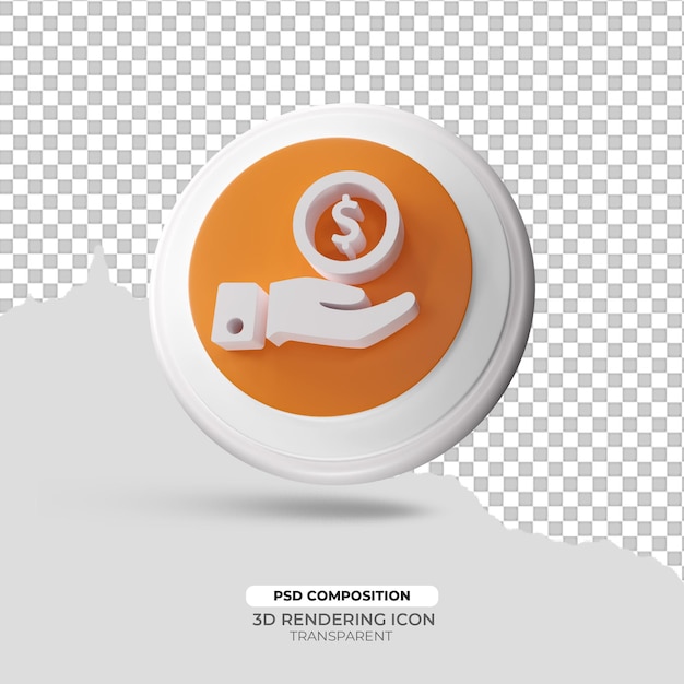 PSD give money 3d render symbol or sign icon