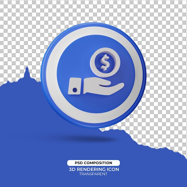 PSD give money 3d render symbol or sign icon