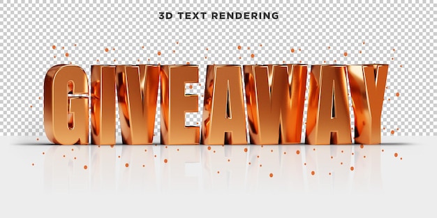 Giveaway 3D Text Rendering Transparent Background Psd