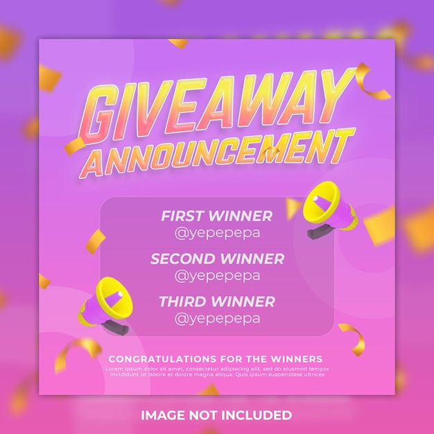 PSD giveaway announcement social media post