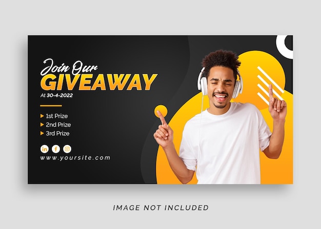 PSD giveaway business promotional web banner or youtube thumbnail