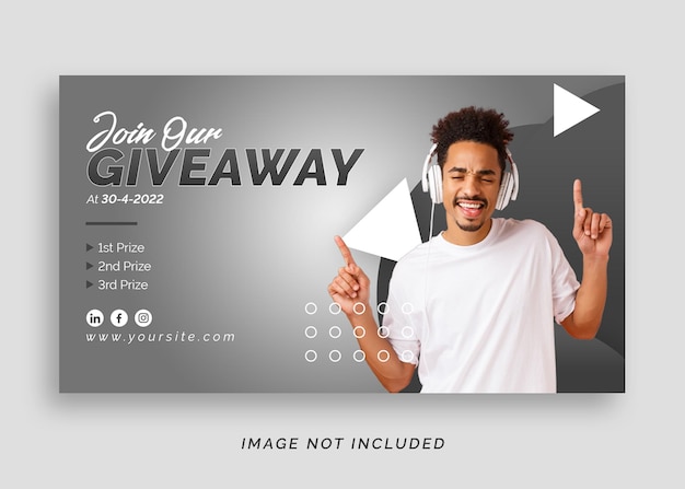 PSD giveaway business promotional web banner or youtube thumbnail