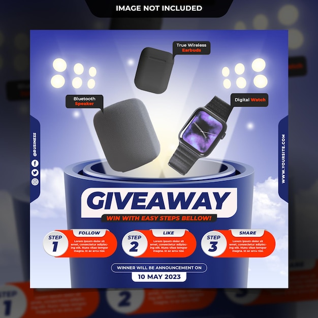 PSD giveaway contest social media post template