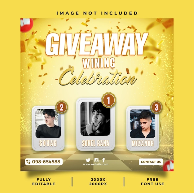 PSD giveaway contest winner banners for instagram and facebook