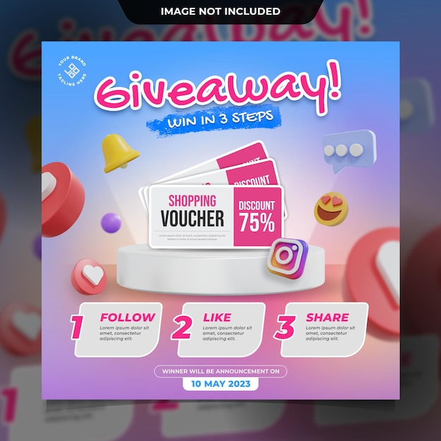 PSD giveaway instagram contest social media post template