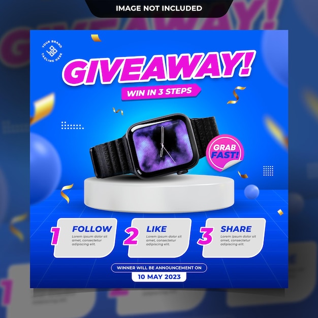 giveaway instagram contest social media post template