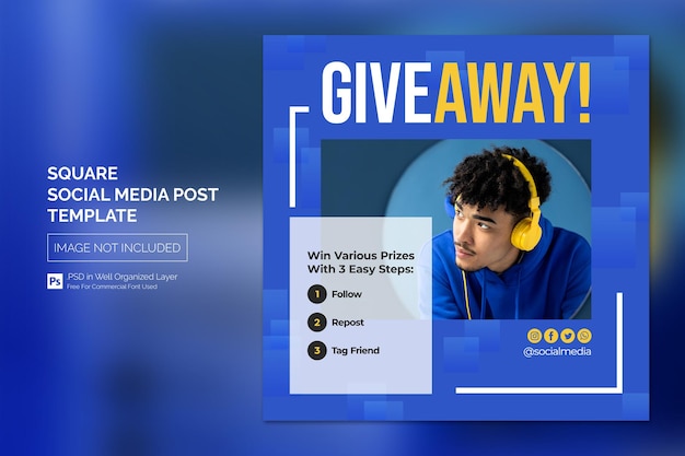 Giveaway instagram social media post or square web banner template