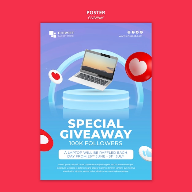 PSD giveaway poster template design