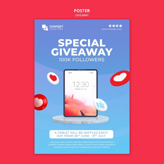 PSD giveaway poster template design