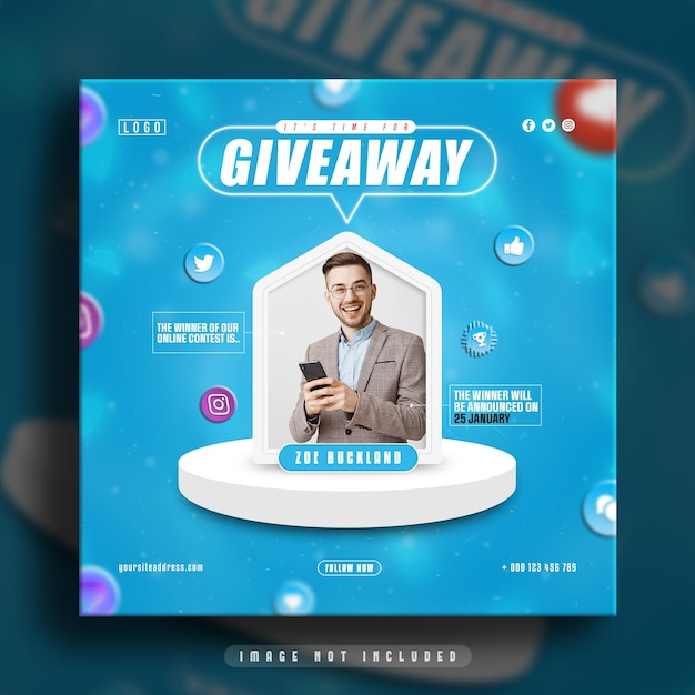 Giveaway promotion for social media post template instagram and facebook