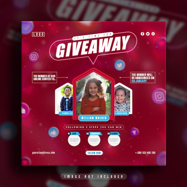 Giveaway promotion for social media post template instagram and facebook