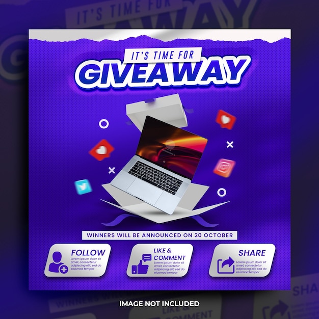 Giveaway social media template