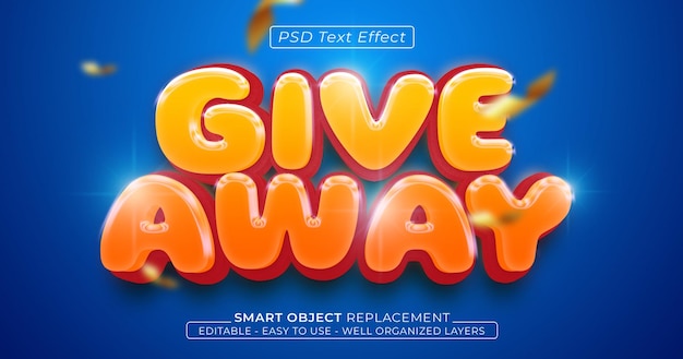 PSD giveaway text editable 3d comic style text effect