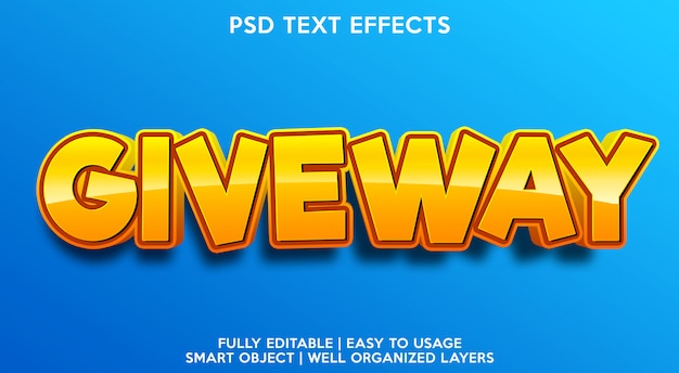 PSD modello di effetto di testo giveway