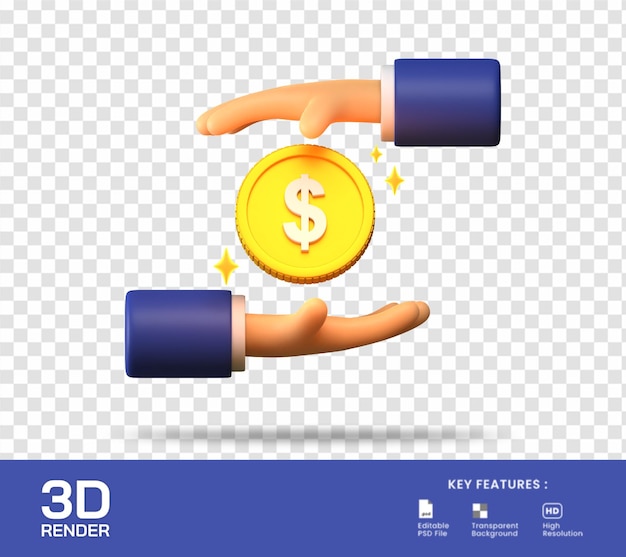 Давать долларовую монету 3d иллюстрации