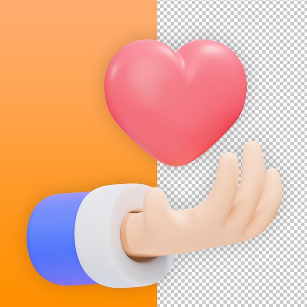 PSD giving love hand gesture 3d illustration