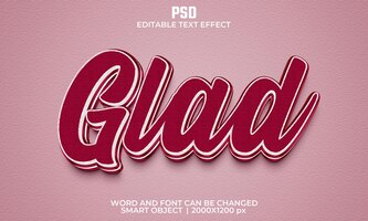 PSD Рад 3d редактируемый текстовый эффект premium psd с фоном