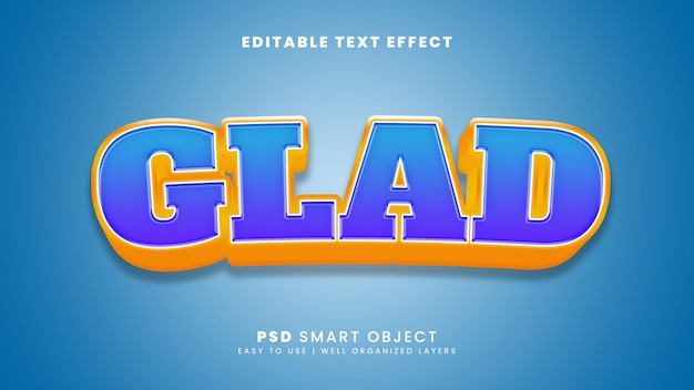 Glad 3d text effect template