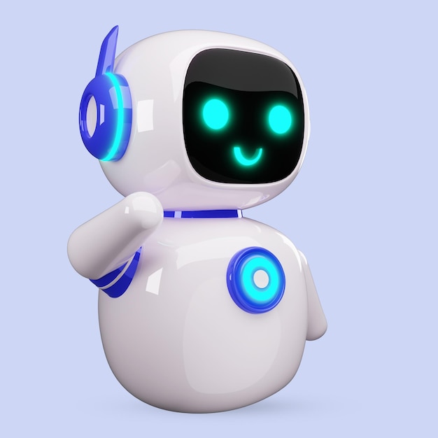 Glad robot 3D AI karakter chatbot maskot GPT chatbot ikon Kunstig intelligens