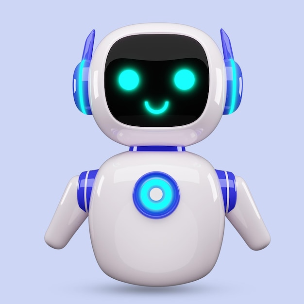 Glad robot 3D AI karakter chatbot maskot GPT chatbot ikon Kunstig intelligens