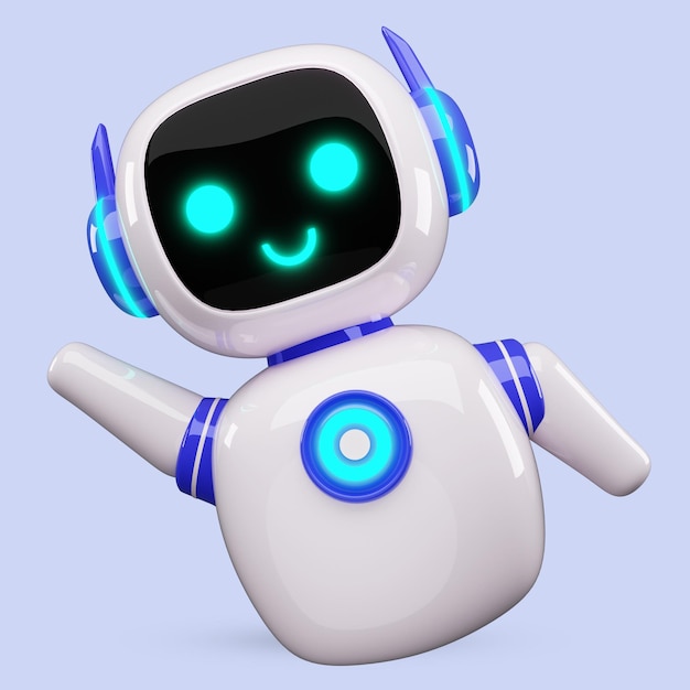 Glad robot 3D AI karakter chatbot maskot GPT chatbot ikon Kunstig intelligens