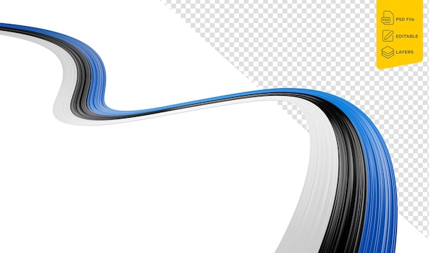 Glad självständighetsdag Estland 24 februari Viftande bandflagga på vit bakgrund 3D-illustration