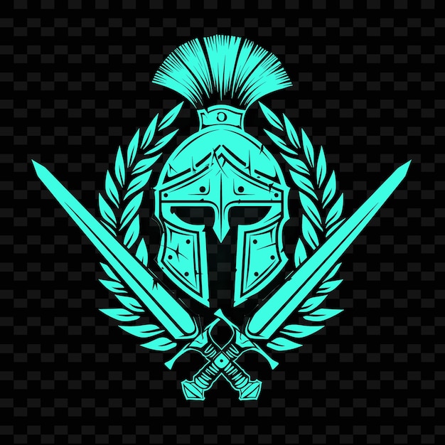 PSD gladiator helmet insignia logo with crossed swords and wreat creative tribal vector designs