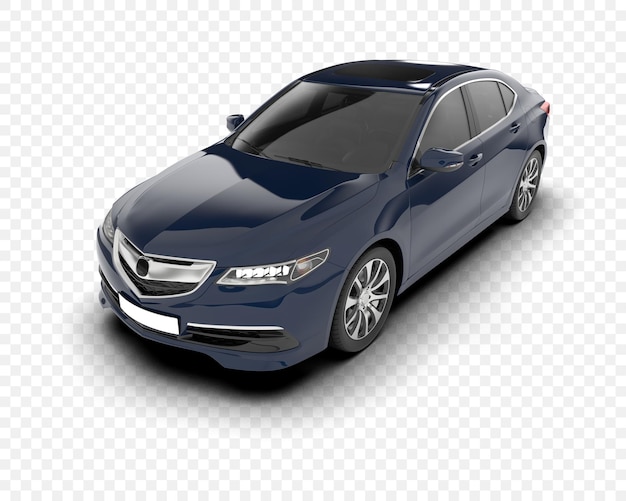 Gładki niebieski sedan na przezroczystym tle