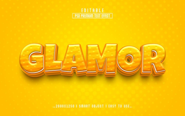 Glamor 3d premium editable text effect style with background