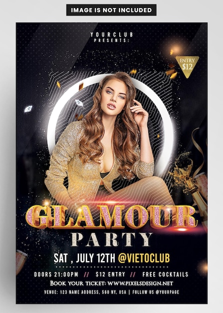 PSD glamour party event music flyer design