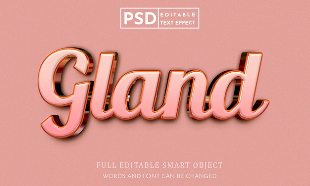 Gland 3d editable text effect psd template