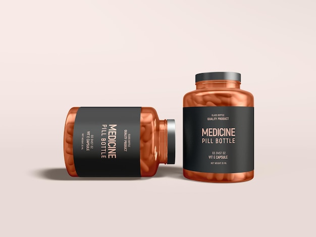 Glanzend amber glazen medicijnpot branding mockup