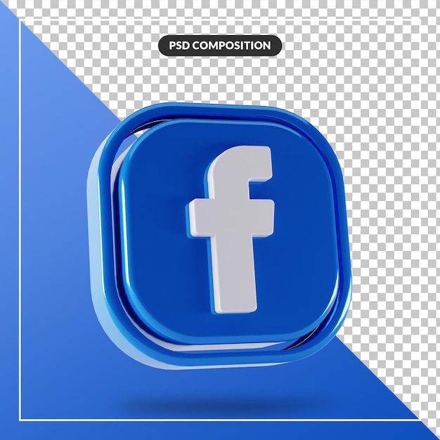 Glanzend facebook-logo geïsoleerd 3d-ontwerp