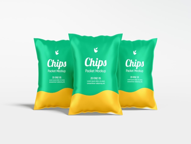 Glanzend Folie Chips Pakketverpakking Mockup