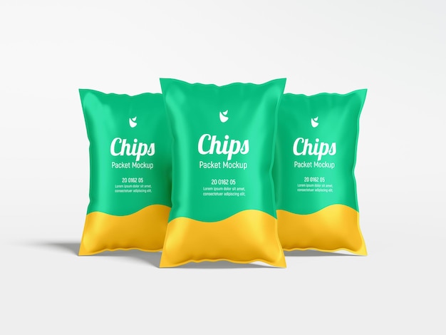 Glanzend folie chips pakketverpakking mockup