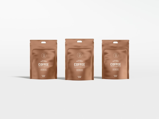 PSD glanzend folie koffiezakje branding mockup