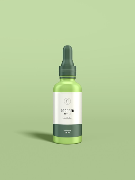 Glanzend glazen cosmetische serumdruppelflesje Branding Mockup