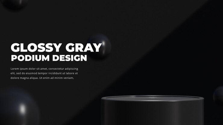 Glanzend grijs podium, 3D-rendering