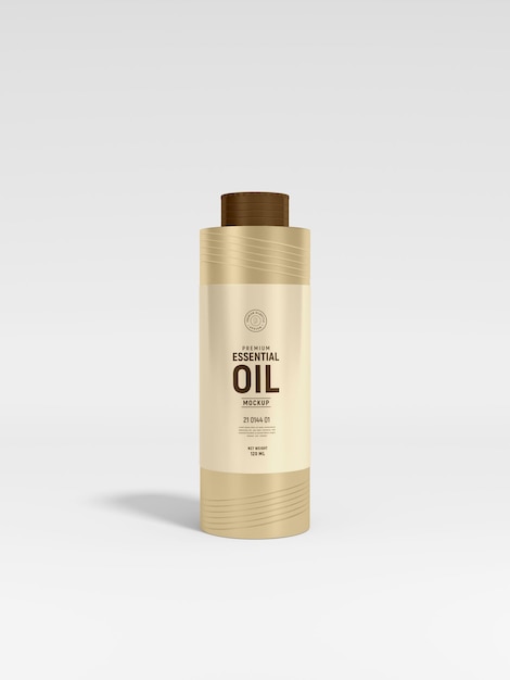 Glanzend metalen fles met etherische olie branding mockup