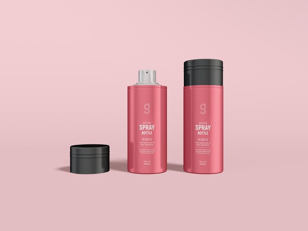 Glanzend metalen parfum Body Spray Bottle-verpakking Mockup