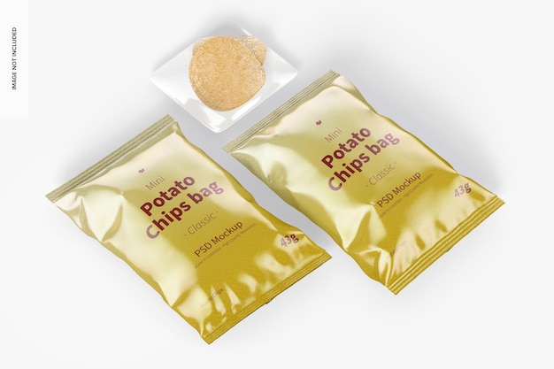 Glanzend mini potato chips tassen mockup