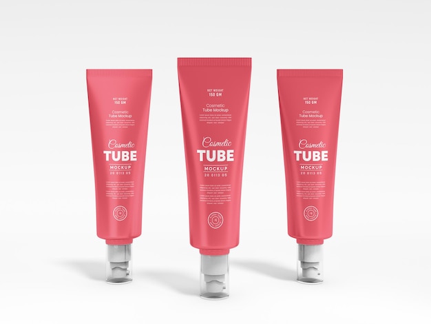 PSD glanzend plastic cosmetische crème tube branding mockup