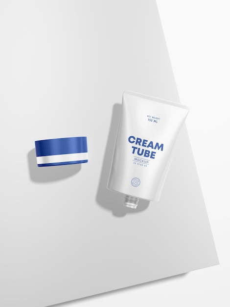 Glanzend plastic cosmetische crème tube branding mockup