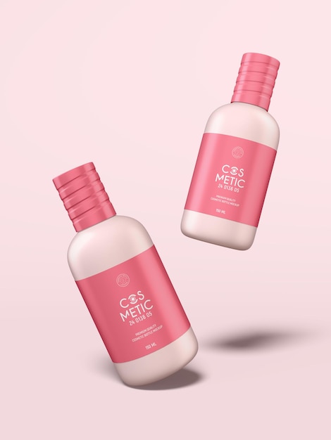 Glanzend plastic cosmetische fles branding mockup