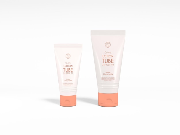 Glanzend plastic cosmetische lotion tube branding mockup