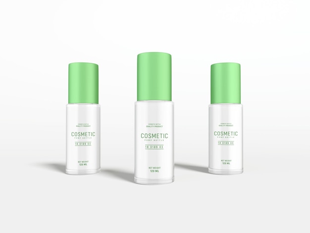 Glanzend plastic cosmetische pompdispenserfles branding mockup