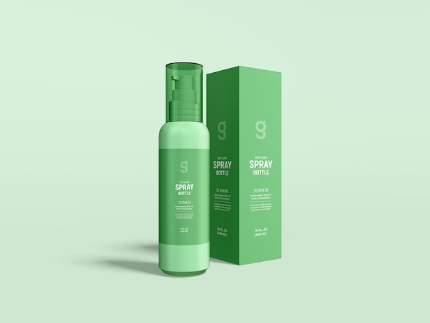 Glanzend plastic cosmetische pompfles Branding Mockup