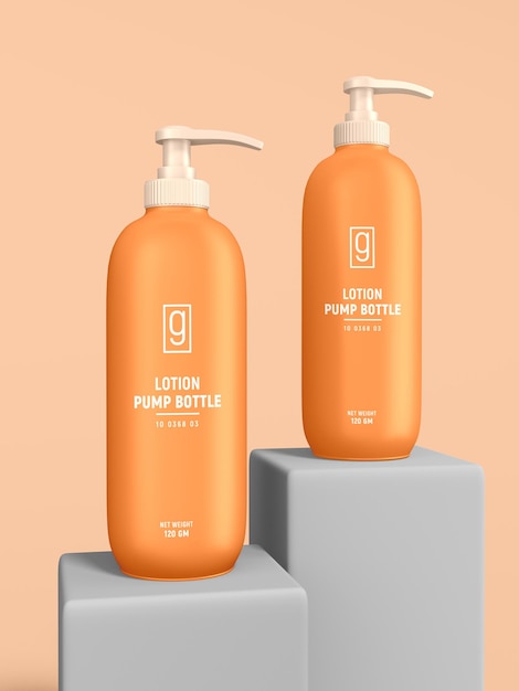 Glanzend plastic cosmetische pompfles branding mockup